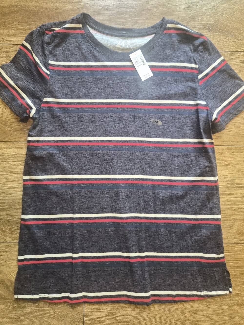 [NWT] Mauirces 24/7 Dawson Americana Striped Crew Neck Tee Blue Red M - Picture 3 of 9